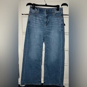 American Eagle Dreamy Drape Super High Waisted Baggy Wide Leg Jean 4 Short Women